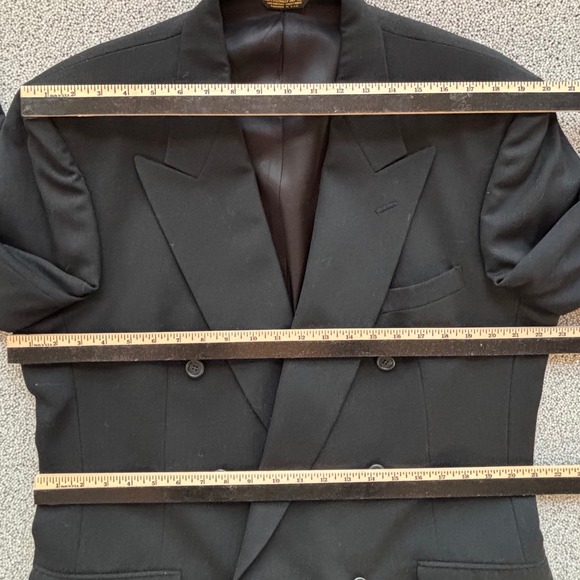 Lord & Taylor Black Double Breasted Blazer 44L Formal Goth VTG Union  Jacket - Picture 16 of 16
